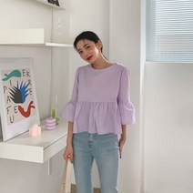 여성 셔츠 블라우스 데일리 네퍼즈 프릴퍼프