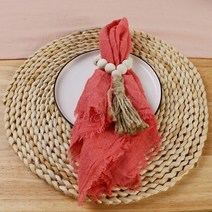 천 린넨 디자인 호텔 재사용 리유저블 냅킨 웨딩 테이블 데쿠 파주 42x42cm 국가 더스티 블루 100 면 손수건 소박한 10 피스, [10] Watermelon Red
