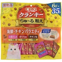 이나바 반려동물 ciao 크랭키 츄 루 완화 35 봉 포함 해물 치킨 버라이어티, 해물・치킨버라이어티, 35봉투