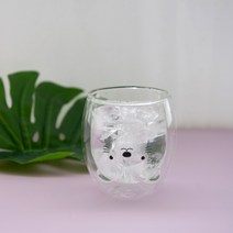 1+1 곰돌이 강아지 고양이 내열 유리 이중 잔 커플 홈까페 물컵 예쁜 센스있는 머그컵 신혼부부 집들이 선물 미니 소맥잔 냉커피잔 아이스 아메리카노 라떼잔 그릭요거트잔, Smile cat, Daze cat