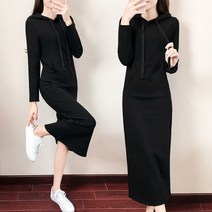 빅사이즈 m-3xl옵션 슬림핏 후드 원피스 여성의류 데일리 주머니 포켓 긴팔 무지 롱원피스