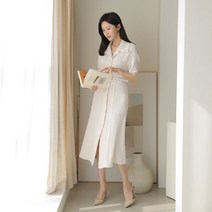 하이퀄리티 수입 봄 초 가을 원피스 자켓 허리 벨트 아이유 결혼식 수지 아나운서 단정한 상견례 피로연 옷차림 서하얀 하객룩 트위드 77 돌 프리오더