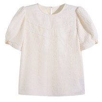 여름 수술 디자인 반팔 블라우스 날씬해 보이고 속살 커버 시크한 상의 기질 블라우스