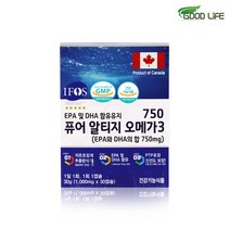 퓨어 알티지오메가3 초임계 rtg 오메가쓰리 3세대 장용성 epa dha 오메가3 엔초비 비타민d 고함량 불포화지방산 연어 오일 혈행건강 보충제 홈쇼핑 추천 효능, 30캡슐(1개월분), EPA+DHA 750mg