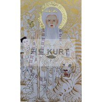 산신 호랑이 탱화 불당 큐빅 그림 장식 만들기 비즈 공예 보석십자수 재료 세트, 90x160cm 전체 원형 큐빅