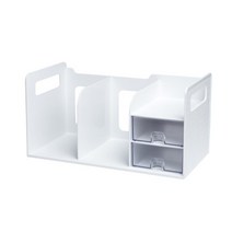작은책상 정리 플라스틱 서랍달린책꽂이 데스크 간이책장 작은책꽂이, WHITE