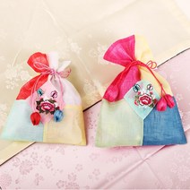모시 배색 꽃자수 복주머니 포장 주머니, 4. 민트