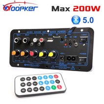 스피커앰프 woopker amplifier board 60-200w 블루투스 앰프 usb fm 라디오 tf 플레이어 오디오 서브우퍼 diy for car truck rv, 오 플러그