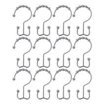 12pcs 스테인리스 스틸 더블 후크 연마 니켈 글라이딩 샤워 커튼 반지