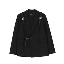Vibe 바람 스트랩 디자인 양복 외투 남자 암흑계 루즈핏 넥 저고리 거리 패션 캐주얼 양복