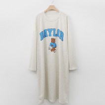 퍼니걸스 5466 데일리 라운드 곰 프린팅 롱 원피스 여성의류