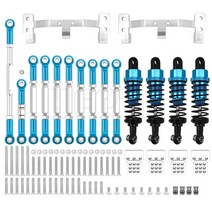원격 조종 RC 너트 잠금 장치가있는 금속 조향 링크 타이로드 마운트 충격 흡수 장치 키트 1/12 MN D90 D91 MN40 MN45 MN99 MN99s 1/16 WPL C14, [07] WPL blue silver