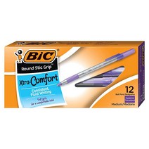 BIC 라운드 스틱 그립 볼펜 12개 팩 1.2mm, Pen