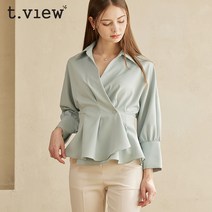 티뷰 핀턱플레어랩블라우스_V3A-VBL058