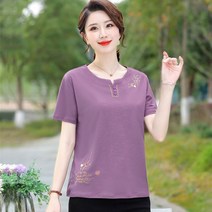 Ogfaour 중장년 여성복 반팔 티셔츠 중년 엄마복 여름옷 루즈핏 패션 빅사이즈 반팔 A22072122