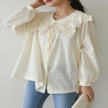 미닉 여성 프릴 데일리 대학생 블라우스