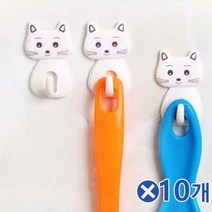 부착형 고양이 벽후크 3px10개 욕실수납 벽걸이고리, 단일옵션