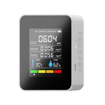 공기측정기 포름알데히드측정기 미세먼지측정기 공기질 분석기 고정밀 측정기 HCHO CO2 TVOC Temp T5UC 감, White, 한개옵션1