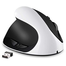 AURTEC 충전식 2.4G 무선 인체 공학적 버티컬 마우스 왼손잡이 마우스 USB 수신기 포함 6개의 버튼 및 3개의 조절 가능한 DPI 800/1200/1600 왼손용, left-white