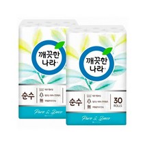 깨끗한나라 순수 2겹 천연펄프 롤화장지 40m, 30롤, 2팩