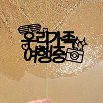 빅토리아데코 새해토퍼 크리스마스 신혼 가족 여행토퍼 피켓 투명 부채토퍼 케이크토퍼 메세지픽 제작, 1개, 여행토퍼_A-315-1-우리가족여행중