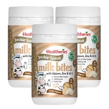 헬써리즈(Healtheries) 헬써리즈 더블-리셔스 밀크 바이트 + 칼슘 아연 & 비타민D - 쿠키맛 50정 X 3개, 150정, 1세트