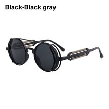 권정열안경 시저플립 클래식 고딕 스팀펑크 선글라스 더블 스프링 다리 안경 남성 디자이너 라운드 펑크 여성 UV400 보호