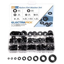 ELECTRAPICK 나일론 와셔 절연 스페이서 씰 블랙 플랫 세트 개스킷 링 M2 M2.5 M3 M4 M5 M6 M8 M10 M12 800 개 500, [02] 800pcs