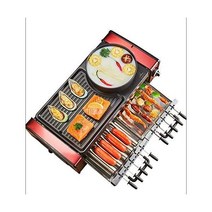 그릴 홈 무연 전기 베이킹 팬 붙지 않는 실내 바베큐 냄비 꼬치 자동 회전 그릴 대용량 팬, 1800와트 퍼스트 클래스 패키지