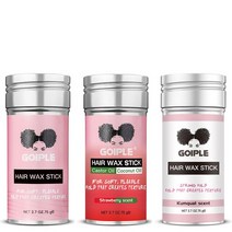 GOIPLE 2.7oz 왁스 스틱 슬릭 가발 곱슬 컨트롤 엣지 젤 오래 지속되는 스타일링 포마드 브로큰 백 헤어 피니쉬 스무딩 크림, [06] 2.7oz wax F-K-S 3pcs