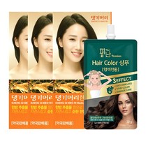 약국용 댕기머리 한방 칼라 크림 새치머리용 염색약 +염색전용 펴난 샴푸, 3개, 6호 흑갈색