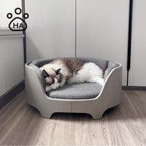 나무 강아지쇼파 럭셔리 디자인 침대 애완동물 야옹이 푹신한 패브릭 방석, 그레이