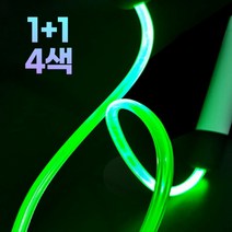 1+1 LED 네온 줄넘기(건전지포함) 빛나는 불빛 야광 형광 발광 레인보우, 블루+블루