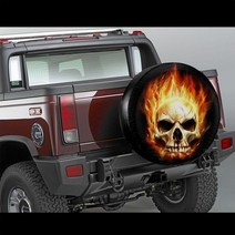지프 카시트 커버Skull Spare Tire Cover Sugar 지프 스페어 타이어 커버 할로윈 선물 재미있는 백업 카메, 04 주황색_02 15in
