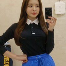 기능성 슬림절개 배색 가을겨울 여성 골프티 카라티