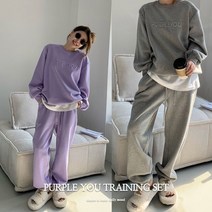 퍼플유 여성 맨투맨 조거 팬츠 상하의 세트