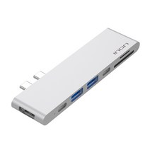 아이논 USB 3.0 C타입 듀얼 7in1 멀티허브 썬더볼트3 맥북프로, 실버