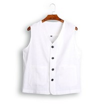 나시 여름 얇은 남성 린넨 루즈핏 베스트에 오버사이즈 빈티지 면 린넨 조끼 YD 뉴타임즈 B724C620
