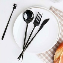 스텐 심플 모던 커트러리 (블랙 로즈골드 실버) 6type, 디너스푼