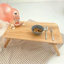 이크홈 접이식 원목 1인 좌식책상 모음 베드 트레이 침대테이블 노트북테이블 야외 피크닉 캠핑 차박 테이블 홈카페 티테이블, 03.내츄럴 원목 접이식 라운드 테이블