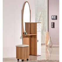 현관 옆 틈새 타원 거울 화장대 서랍장 의자 세트 침실 20대여성, 화이트