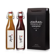 담아요 수제생강청 선물세트(포장무료) 각종 답례품 부모님선물 선생님선물 프리미엄 선물세트, 1세트, 생강청+오미자청(수입유리병)500ml+포장
