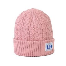 LEE 리 꽈배기 케이블 니트 비니 모자 핑크 와치캡