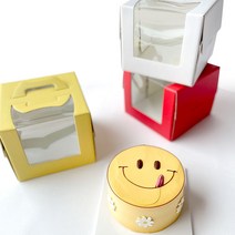 패키지움 창문형 미니 케이크 상자 5입(받침포함), 옐로우