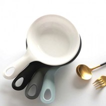 1+1 먹방용 손잡이 접시 복희 입짧은 햇님 먹방 라면 앞접시 그릇2p, 그레이+스카이블루