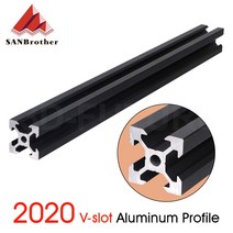1pc 검정색 2020 v 슬롯 유럽 표준 알루마이트 알루미늄 프로파일 압출 cnc 3d 프린터 용 선형 레일, 250mm