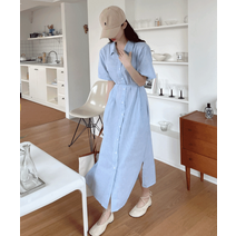 쇼콜라 스트라이프 셔츠 롱원피스