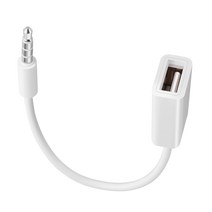 3.5MM MALE TO USB FEMALE CABLE FOR MERCEDES W203 BMW E39 E36 E90 F30 F10 VOLVO XC60 S40 AUDI A4 A6, WHITE