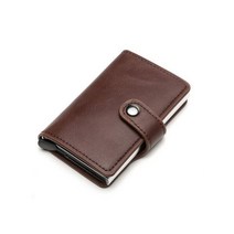 남자명합지갑 명함케이스 남자카드지갑 RFID 차단 빈티지 남자 신용 카드 홀더 알루미늄 합금 ID 케이스 자동 남성 금속 가죽 지갑