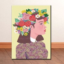 P013 일러스트 홈데코 방데코 꽃 소녀 캔버스액자, 고급형유광전처리_S_16cm x 23cm